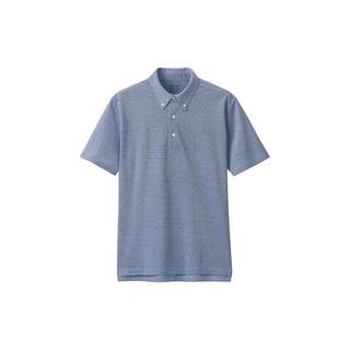 無印良品 MUJI（無印良品 ）男式 凉爽珠地网眼 纽扣领 短袖POLO衫 纯棉全棉 ABE10A3S 藏青色 XS