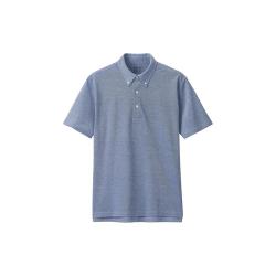 無印良品 MUJI 男式 凉爽珠地网眼 纽扣领 短袖POLO衫 纯棉全棉 ABE10A3S 藏青色 XS断码