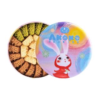 AKOKO 小花曲奇饼干铁盒装 进口黄油曲奇抹茶休闲零食品年货节送礼 经典三拼（原味+咖啡味+抹茶味）