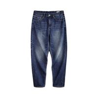 马登 MADEN工装  美式复古水洗牛仔伐木裤经典侧袋宽松直筒裤纯棉百搭长裤男 竹节蓝 28