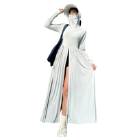 浪莎 长款防晒衣女夏季2024修身防紫外线冰丝透气防晒裙收腰连衣裙 浅灰色 M