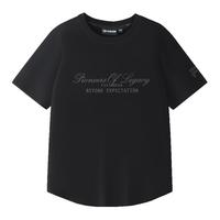  FILA/斐乐 时尚修身 女士针织短袖衫  正黑色-BK M