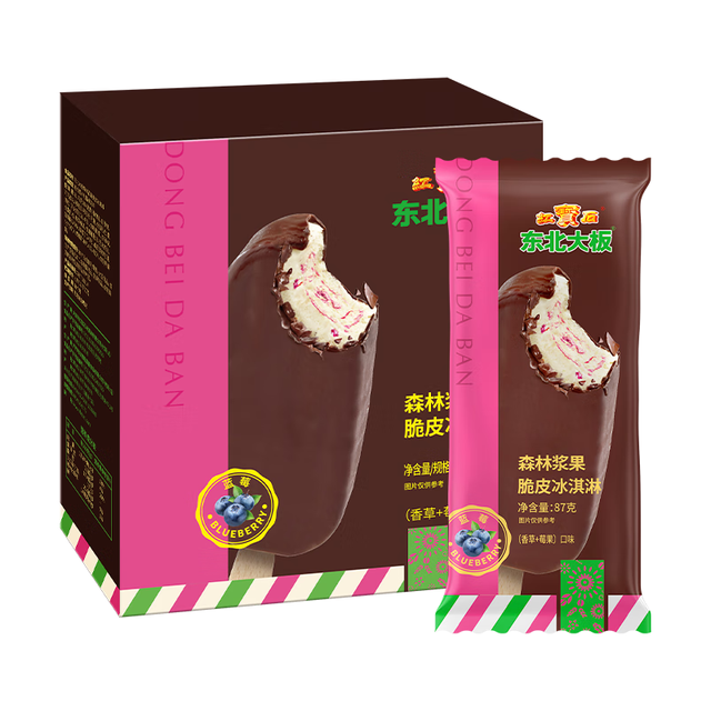 东北大板 国产森林浆果脆皮冰淇淋 87g×5支