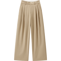 太平鸟女装直筒阔腿西装裤秋季宽松显瘦多巴胺休闲长裤 卡其 M