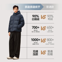 京东京造 羽绒服鹅绒服连帽25冬季无缝压胶外套 黑色 M