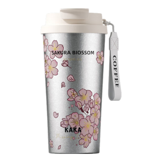 ROYALLOCKE 纯钛保温杯便携车载高端钛杯 樱花500ML