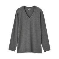  無印良品 無印良品 MUJI  男式 使用了棉的冬季内衣V领长袖T恤 69AA453 打底衫打底衣