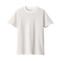 无印良品（無印良品 MUJI） 女式 双罗纹织 T恤 休闲百搭 短袖女夏季薄荷曼波风 浅灰色条纹 2S XS