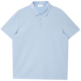 杰克·琼斯（JACK&JONES）25年男装短袖POLO衫男士【凉感】商务休闲字母提花翻领夏季T恤 C40雾蓝色 常规 M