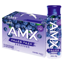 安慕希 长白山蓝莓风味常温酸奶 蓝莓酸奶230gx10瓶x1箱
