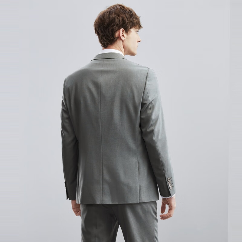 柒牌休闲西服男春夏新款商务职业工装单西平驳领男士西装1JC70310 军绿 44 B