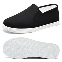 移动端：励风 老北京布鞋男款夏季纯手工千层底中老年一脚蹬休闲透气养脚黑布鞋