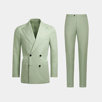 SUITSUPPLY 奥莱SUITSUPPLY西服浅绿色棉双排扣男士西装套装