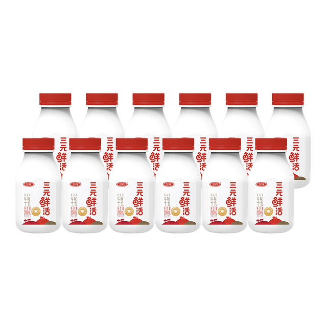 三元 乐活高品质牛乳200ml*12瓶 冲咖啡 拌麦片 牛奶