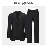 移动端：柏品 By Creations 纯羊毛人字纹西服套装男士单排扣商务正装职业通勤纯色西装
