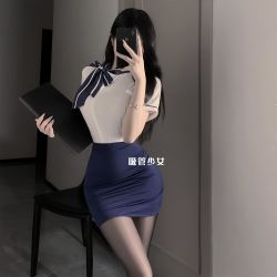 吸管少女 南航空姐  性感空姐职业套装夜店前台修身显瘦纯欲秘书睡裙