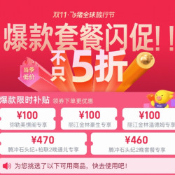 飞猪旅游爆款套餐闪促！当季低价不止五折~