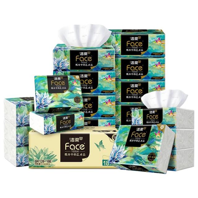 洁柔 高端Face油画抽纸加厚4层 80抽*18包