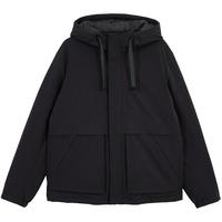 杰克·琼斯(JACK&JONES)男装秋冬时尚潮反光字母印花工装连帽鸭绒羽绒服保暖外套男 E43 纯黑色 165/88A/XS