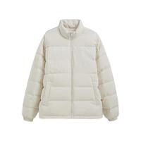 Gap男女装2024秋冬刺绣logo小立领防风羽绒服678656纯色外套 象牙白 L (175/96A) 亚洲尺码