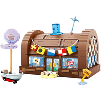 AREAX X砖区 砖区海绵宝宝蟹堡王餐厅联名积木男孩玩具摆件