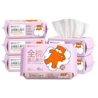蓬松生活 100%全棉婴儿柔巾 5包*80抽