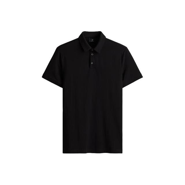 H&M 男装Polo衫2024夏季薄款商务通勤风男士翻领短袖上衣0956343 黑色 S 170/92
