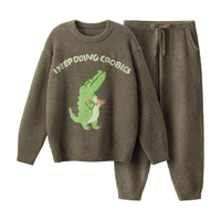 蕉内 绒绒520H女士睡衣半边绒冬季家居服款保暖加厚 软萌小熊猫杏仁桃 M