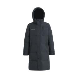 雪中飞 2025冬男女连帽长款羽绒服简约袖标时尚加厚大气百搭