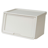 IRIS 爱丽思 收纳箱塑料大号前开式翻盖收纳盒儿童玩具衣物整理箱侧开储物箱 黄/白色（3个装）