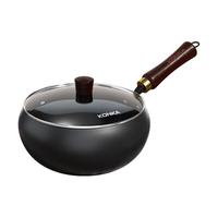 康佳(KONKA)章丘款锻打大肚锅家用无涂层不粘锅老式熟铁炒菜锅平底已开锅 古法锻打带玻璃盖(赠锅铲) 24cm