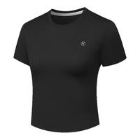 QIAODAN/乔丹 透气 女士短袖T恤 155/XS,160/S,165/M,170/L,175/XL,180/2XL,185/3XL 黑色、奶油白、蜜黄卡其、轻透蓝