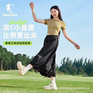  QIAODAN/乔丹 透气 女士短袖T恤  155/XS，160/S，165/M，170/L，175/XL，180/2XL，185/3XL 黑色、奶油白、蜜黄卡其、轻透蓝