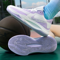 CDAC莫兰特一代篮球鞋男女低帮杜兰特KD15儿童防滑运动鞋摩擦有声 2207白紫 摩擦有声音 38 店