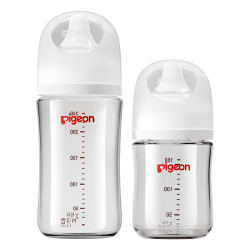 贝亲 自然实感第3代宽口径玻璃奶瓶 160ml+S奶嘴+240ml+M奶嘴