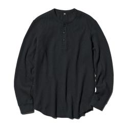 优衣库 开业价男装/女装华夫格长袖T恤纯色休闲475353 469924/01乳白色 3XL