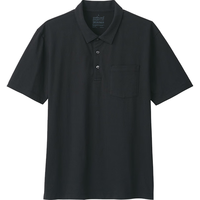 MUJI 男式 水洗天竺织 短袖POLO衫 ABE12A3S 黑色 S