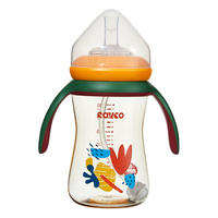 Rikang 日康 吸管奶瓶 1岁以上带重力球宽口奶瓶 PPSU带手柄240ml 黄色N1063-2