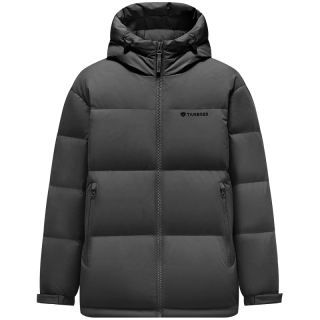 坦博尔 连帽羽绒服男短款宽松休闲冬装外套TF236353 黑色 170/88A
