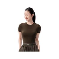 小野和子 修身t恤女短袖2025夏正肩打底上衣白色紧身遮肉显瘦a1