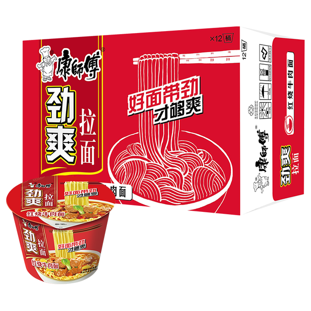 康师傅 劲爽拉面 红烧牛肉面 12桶