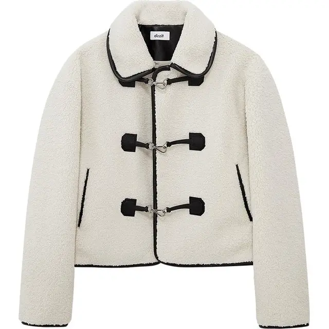 DZZIT地素短款外套秋冬复古风银质风衣链扣女