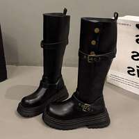 映棠 英伦风粗跟长筒靴女2025新款