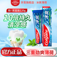 Colgate 高露洁 冰爽牙膏长效去口气持久清凉含氟配方去渍防蛀固齿家庭装 冰爽薄荷120g*1支