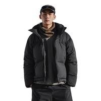 太平鸟男装羽绒服短款外套冬季宽松轻面包服潮连帽 黑色(阔型) XL
