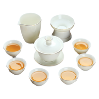 杰艺羊脂玉功夫茶具套装家用客厅轻奢高端泡茶壶德化白瓷盖碗茶杯整套 11头【碗洗套装】素白反口杯