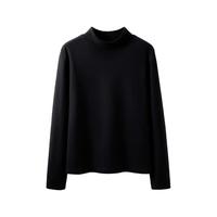 班尼路黑色打底衫女2024纯色高级感超好看上衣保暖半高领上装 黑-纯色 L