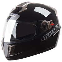 YEMA 野马 摩托车头盔全盔双镜片机车帽 亮黑配防雾镜片