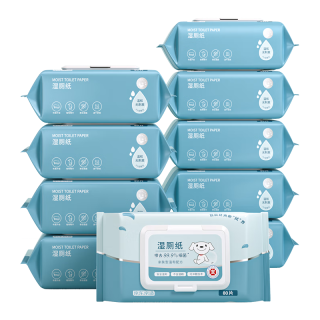 京东京造 山茶花湿厕纸80片*10包 清洁杀菌厕纸洁厕如厕经期湿巾