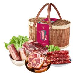 古巷说 金华火腿竹篮礼盒1200g 浙江特产腊味年货节品